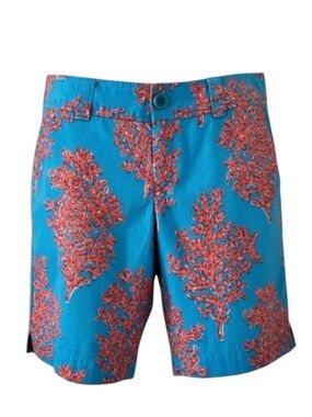 Lilly Pulitzer Aqua Blue Coral Siesta Callahan Shorts Size 2